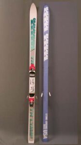 One pair of K2 TR Comp Freestyle Skis used and autographed by Canadian Ski Hall of Fame member Meredith Gardner. These skis were worn by Gardner in her last World Cup victory at La Clusaz, France and also used in her final Aerial Jump in Are, Sweden.