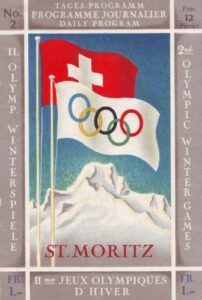 Cover for the daily program for February 12th 1928, the second Olympic Winter Games. 2nd Olympic Winter Games - St. Moritz.