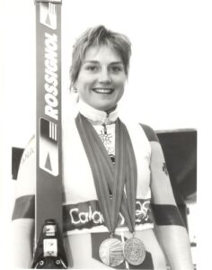 Karen Percy, bronze medalist in Downhill and Super-G at 1988 Olympic Winter Games in Calgary, AB.