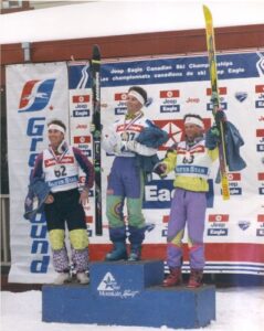 Canadian Ski Championships at Silver Star Mountain Resort [L to R]: Christian Marcoux (2), John Smart (1), Jean-Luc Brassard (3). 