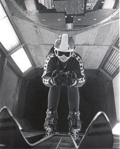 Betsy Clifford inside the wind tunnel at the National Research Council (NRC) in Ottawa, ON