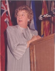 Inductee Gaby Pleau at 1984 Canadian Ski Hall of Fame Induction Ceremony