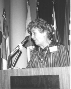 Gaby Pleau at 1986 Canadian Ski Hall of Fame Induction Ceremony