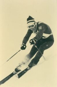 'Jungle' Jim Hunter winner of Can-Am giant slalom race held at Whistler Mountain, BC, March 1971. 