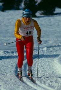 Sharon Firth at 1983 World Cup in Sarajevo. 