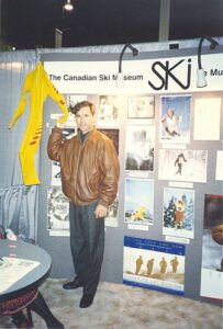 Steve Podborski visits the Canadian Ski Museum's booth at Toronto Ski Show