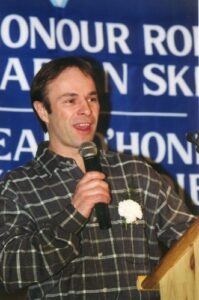 Inductee Lloyd Langlois at 2002 Canadian Ski Hall of Fame Induction Ceremony. 