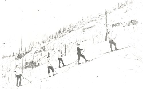 Revelstoke Ski Club climbing up a hill