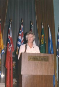 Lucile Wheeler at 1986 Canadian Ski Hall of Fame Induction Ceremony