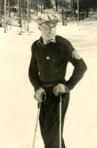 Jozo Weider ski instructing in Quebec, 1940, just prior to acquiring Blue Mountain Resort. Photo courtesy of BMR.