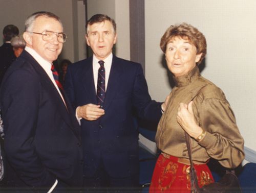 André Bertrand (left) and guests at 1989 Canadian Ski Hall of Fame Induction Ceremony