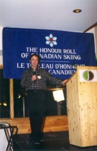 Inductee Lloyd Langlois at 2002 Canadian Ski Hall of Fame Induction Ceremony. 