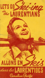 Promotional Poster for Canadian Pacific, ski train operator from Montreal to the Laurentian region of southern Quebec.