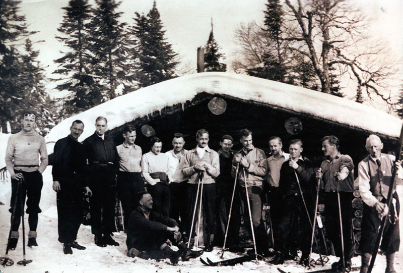 Jackrabbit and members of the Red Birds Ski Club-1930