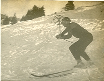William Ball skiing on a hill in St. Sauveur