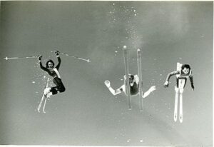 John Johnston with Michel Daigle and Darryl Bowie off a jump