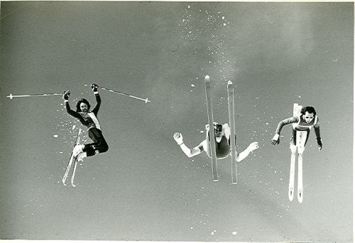 John Johnston with Michel Daigle and Darryl Bowie off a jump