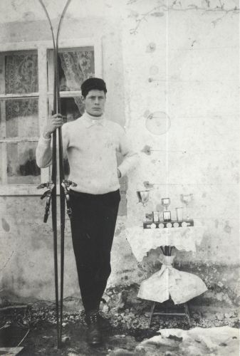 Emile Cochand,  standing with skis