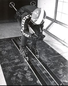 Betsy Clifford inside the wind tunnel at the National Research Council (NRC) in Ottawa, ON.