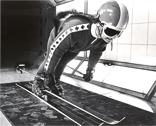 Betsy Clifford inside the wind tunnel at the National Research Council (NRC) in Ottawa, ON.
