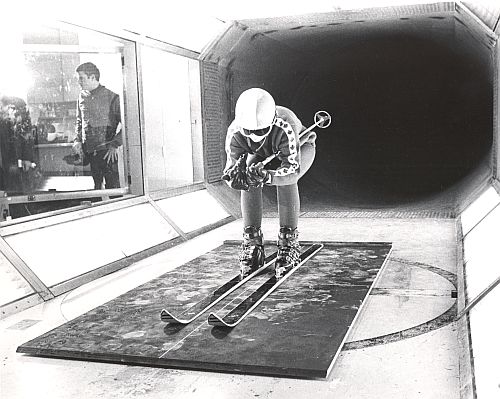 Betsy Clifford inside the wind tunnel at the National Research Council (NRC) in Ottawa, ON.