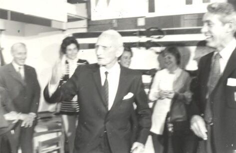 Jackrabbit (center) with Rae Grinnell (right) at Official opening of the Canadian Ski Museum on Sparks Street, Ottawa, ON, May 10, 1971.