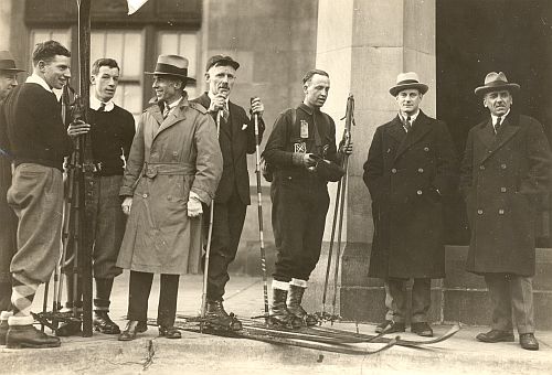 Group of skiers at Chateau Laurier station
