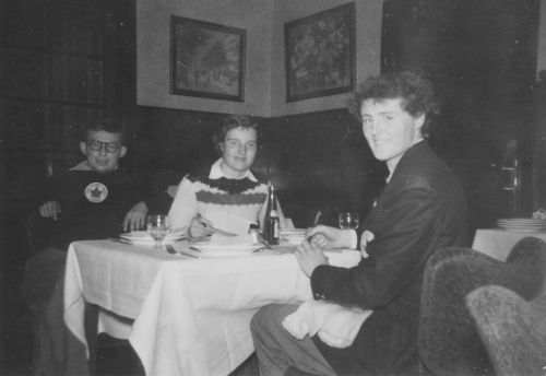John Griffin, Lucile Wheeler and Rhoda Wurtele at 1952 Olympic Winter Games in Oslo, Norway