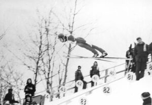 Steve Collins on a 90 metre ski jump