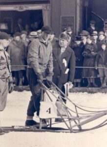 Harry Wheeler and his Siberian Husky Sled dogs. c. 1930