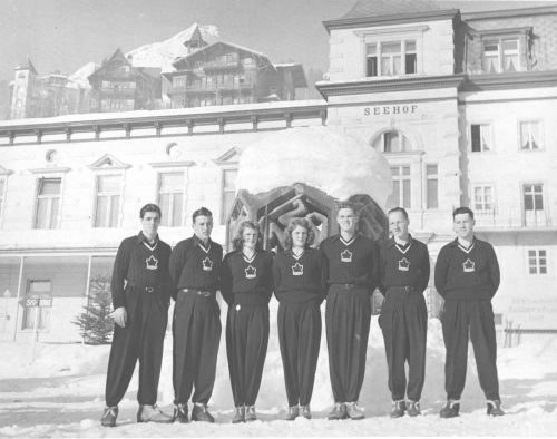 Members of Canada's Olympic ski team at 1948 St. Moritz Olympic Winter Games