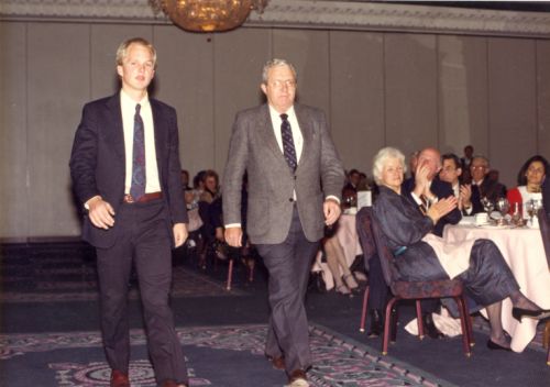 Christian and John Clifford at the 1988 Canadian Ski Hall of Fame Induction Ceremony