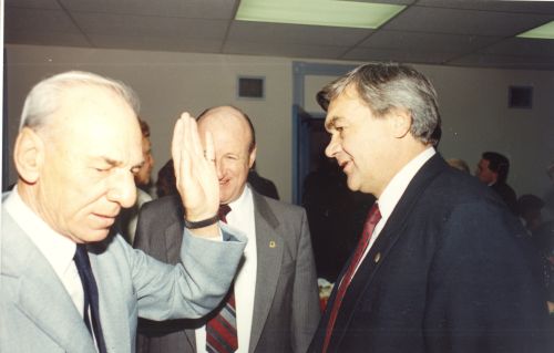 Punch Bott, (left) 1989 Canadian Ski Hall of Fame Induction Ceremony.