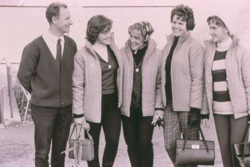 Pepi Salvenmoser with Canadian National Women's Ski Team - Linda Crutchfield (2nd from right)
