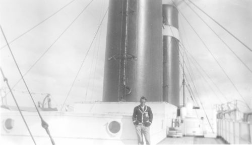 W.B. Thompson on board RMS Arabic travelling to 1928 St. Moritz Olympic Winter Games