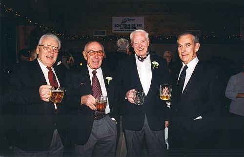 [L to R]: Jim Champion, John Fripp, Keith Nesbitt, ? at 2002 Canadian Ski Hall of Fame Induction Ceremony.