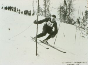 Dave Jacobs competing at 1957 Canadian Ski Championships 