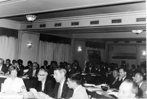 FIS Congress in Athens, 1963 [L to R]: Rae Grinnell, Pat Ramage, Henry Sotvedt, Arnold Midgley
