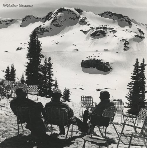 Franz Wilhelmsen, an unidentified man, and Jack Bright (from l to r), overlooking their kingdom, early 1980s.
