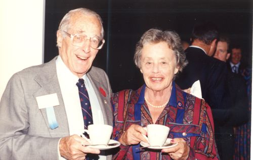 Harry Pangman and his wife at 1988 Canadian Ski Hall of Fame Induction Ceremony