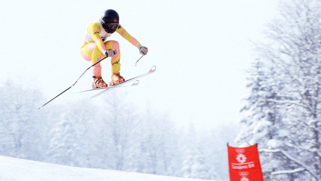Canada's Steve Podborski participating in the alpine ski event at the 1984 Winter Olympics in Sarajevo. (CP PHOTO/ COC/J. Merrithew)