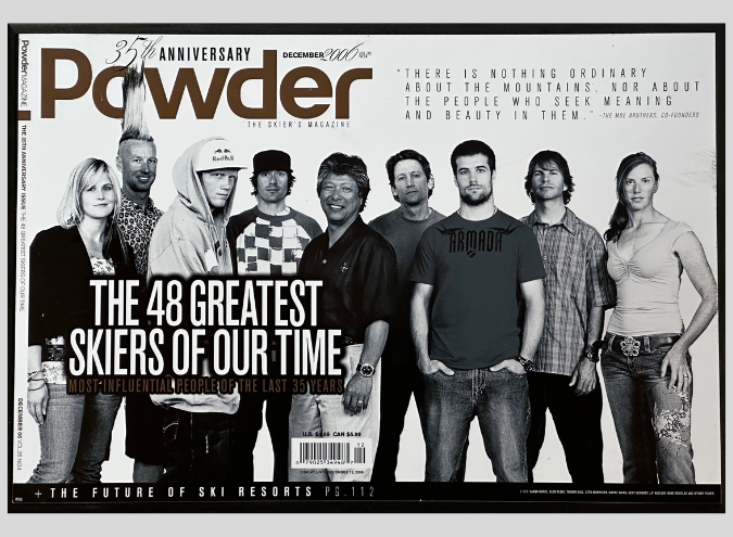 Mike was featured on the cover of Powder Magazine’s 48 Greatest Skier’s of Our Time issue in December 2006, alongside greats like Glen Plake, Sarah Burke, Scot Schmidt and Wayne Wong. Photo by David Reddick.