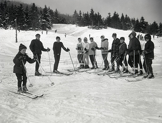 Practicing the art of controlled skiing at Ben Eoin, Nova Scotia.