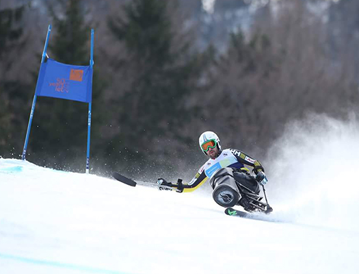 Para alpine skier and athlete Kurt Oatway at GS in Kranjska Gora, Slovenia.